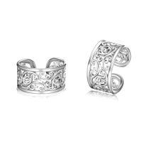 wholesale 925 Sterling Silver Vintage Floral Openwork Cuff Bangle Ring-US # 4
