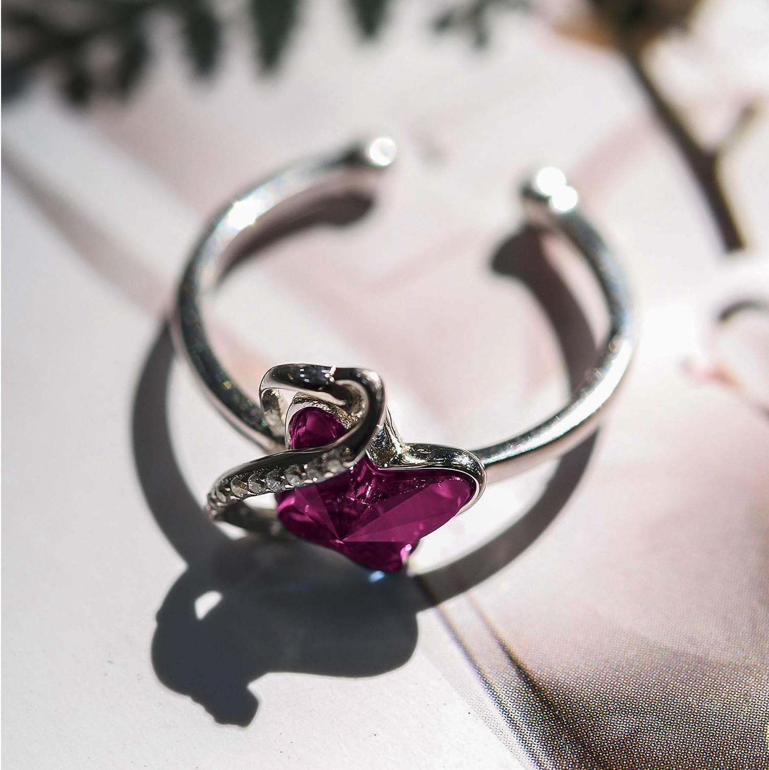 Sterling Silver Crystal Infinity Butterfly Ring Hypoallergenic Adjustable-0-4