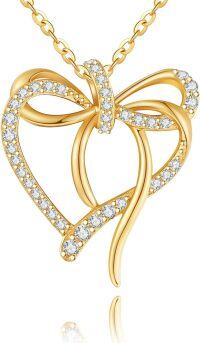 wholesale 14K Gold Bow Tie Diamond Pendant Necklace 14K Gold Chain s for Her-E-Bow