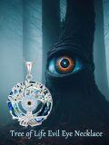 TOUPOP Sterling Silver Turquoise Evil Eye Tree Of Life Pendant Necklace-0-1