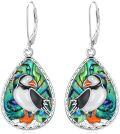 wholesale 925 Sterling Silver Abalone Shell Puffin Teardrop Dangle Earrings Gift for Women-0-0