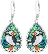 wholesale 925 Sterling Silver Abalone Shell Puffin Teardrop Dangle Earrings Gift for Women-Style 2