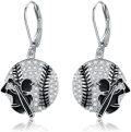 wholesale 925 Sterling Silver Baseball Player Dangle Earrings Sporty Jewelry for Women-0-0
