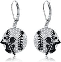 wholesale 925 Sterling Silver Baseball Player Dangle Earrings Sporty Jewelry for Women-Baseball