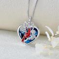 wholesale 925 Sterling Silver Heart-Shaped Cardinal & Roses Keepsake Jewelry for Ashes - 18 Chain Included-0-4