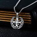 wholesale 925 Sterling Silver Jerusalem Cross Laurel Wreath Pendant Necklace  for Men-0-1