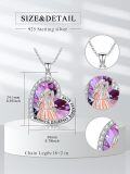wholesale 925 Sterling Silver Purple Crystal Heart Pendant - Mother & Daughter Forever Love Necklace-0-1