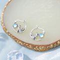 wholesale 925 Sterling Silver Moonstone Cat Hoop Earrings, Round June Birthstone, Vintage Oxidized Design, Gift for Women-0-1