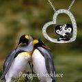 wholesale 925 Sterling Silver Enamelled Pendants For Women Heart Shaped Pendant With Two Cute Penguins-0-1