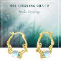 wholesale 925 Sterling Silver Snake Wrap Blue Moonstone Gold Plated Hoop Earrings-0-5