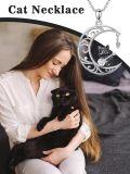 wholesale 925 Sterling Silver Moon & Cat Guitar Pendant Necklace for Women Girls Gifts-0-1