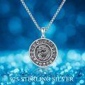 wholesale 925 Sterling Silver Round Pendant with Dragon and Egyptian Symbols for Men's Necklaces-0-5