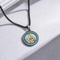 wholesale 925 Sterling Silver Blue Stone Freemason Symbol Pendant Necklaces for Men Women Gifts-0-4