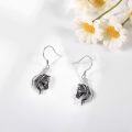 wholesale 925 Sterling Silver Horse Head Dangle Earrings with Black Enamel Finish for Women Girls  4cm Long-0-2