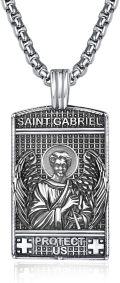 wholesale 925 Sterling Silver St Gabriel Angel Protect Us Charm Mens Necklace-0-0