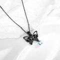 wholesale 925 Sterling Silver Gothic Black Butterfly Skull Heart Charm Pendant Necklace Gift for Her-0-2