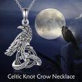 wholesale 925 Sterling Silver Celtic Raven Pendant Necklace With Intricate Knotwork Design-0-5