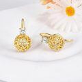wholesale 925 Sterling Silver Plated Gold  Round Filigree Flower Leverback Studs with Cubic Zirconia for Women-0-3
