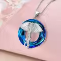 TOUPOP Sterling Silver Crystal Nurse Necklace Caduceus Pendant Jewelry-0-1