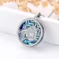 TOUPOP Sterling Silver Blue Crystal Wave Sea Turtle Circle Pendant Necklace-0-3