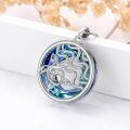 TOUPOP Sterling Silver Blue Crystal Wave Sea Turtle Circle Pendant Necklace-0-3