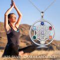 wholesale 925 Sterling Silver 7 Chakra Gemstone Pendant Necklace Spiritual Yoga Jewelry for Women Men-0-5