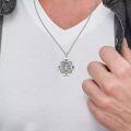 wholesale 925 Sterling Silver St Benedict Cross Medal Necklace Pendant with Chain for Men Women  36 Length-0-3
