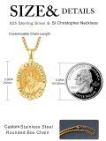 wholesale 925 Sterling Silver & 24k Gold Plated Customizable Saint Christopher Protect Us Medallion Pendant Necklaces for Men and Women-0-1