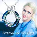 wholesale 925 Sterling Silver Nurse Necklace with Crystal Caduceus Pendant for Women Mom Birthday Graduation Gifts-0-4