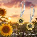 wholesale 925 Sterling Silver Black Evil Eye Sunflower Drop Earrings with Leverbacks-0-1