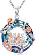 wholesale TOUPOP Sister Christmas Gifts From Sister 925 Sterling Silver 2 To 5 Sisters Necklace Rose Flower Pendant Crystal Jewelry Birthday Gifts For Women Best Friend -0-0