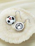 wholesale 925 Sterling Silver Soccer Ball Earrings With Red Heart Detailing-0-3