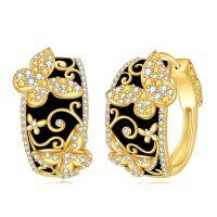 wholesale 925 Sterling Silver Butterfly Earrings With Crystal Accents-Butterfly Hoop Earrings