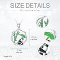 wholesale 925 Sterling Silver Enamel Panda Bamboo Charm Pendant Necklace for Women Girls  45cm Chain Length-0-1