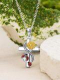 wholesale 925 Sterling Silver Cross Pendant with Sunflower and Ladybugs Necklace for Women-0-1