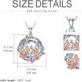 wholesale 925 Sterling Silver Crystal Rose Flower Sisters Circle Pendant Necklace-0-5
