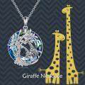 wholesale 925 Sterling Silver Giraffe & Tree of Life Blue Crystal Pendant Necklace-0-2