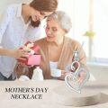 wholesale 925 Sterling Silver Double Heart Mom Pendant Necklace Cubic Zirconia Two Tone Rose Gold-0-4