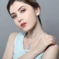 wholesale 925 Sterling Silver Crescent Moon Palm Tree Opal Pendant Necklace-0-1