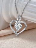 wholesale 925 Sterling Silver & White Sapphire Double Heart Pendant Necklaces for Women - F-G Color I1-I2 Clarity-0-4