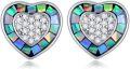 wholesale 925 Sterling Silver Opal Heart-Shaped Stud Earrings with Cubic Zirconia and Mosaic Design-0-0