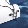 wholesale 925 Sterling Silver Black Obsidian Thalassophile Symbol Pendant Necklace  for Men Women-0-1