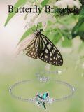 wholesale 925 Sterling Silver Butterfly Anklet With Colorful Inlay Design-0-5