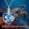 wholesale 925 Sterling Silver Heart Turtle Coral Blue Crystal Keepsake Pendant Necklace for Women-0-3