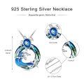 wholesale 925 Sterling Silver Turtle And Wave Pendant With Blue Gemstone Necklace-0-3