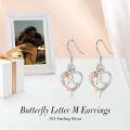 TOUPOP Sterling Silver Rose Heart Butterfly Initial M Letter Drop Dangle Earrings-0-5