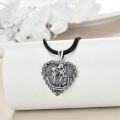 wholesale 925 Sterling Silver Gothic Skulls Heart Pendant Leather Chain Necklace for Men Women Gifts-0-3