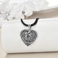 wholesale 925 Sterling Silver Gothic Skulls Heart Pendant Leather Chain Necklace for Men Women Gifts-0-3