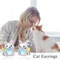 wholesale 925 Sterling Silver Moonstone Cat Heart Angel Wings Stud Earrings for Women Gift-0-2