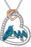 wholesale 925 Sterling Silver Heart-Shaped Pendant Necklace with Birds and Cub Design - Mother's Day Gift-0-0